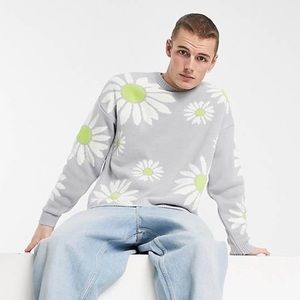 ASOS DESIGN Knit Oversized Daisy Sweater (Men’s 2XS)